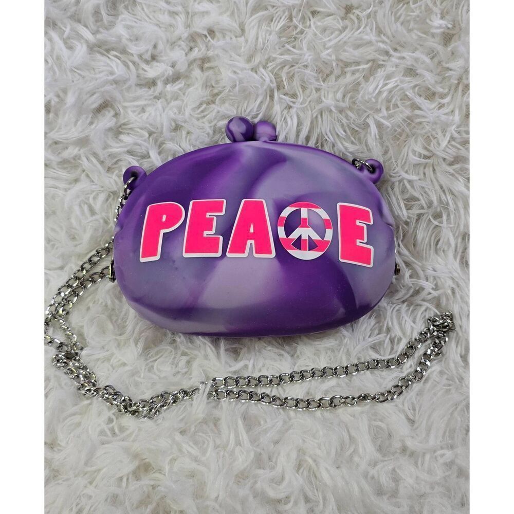Purple Clutch-Style Peace Mini Crossbody Bag